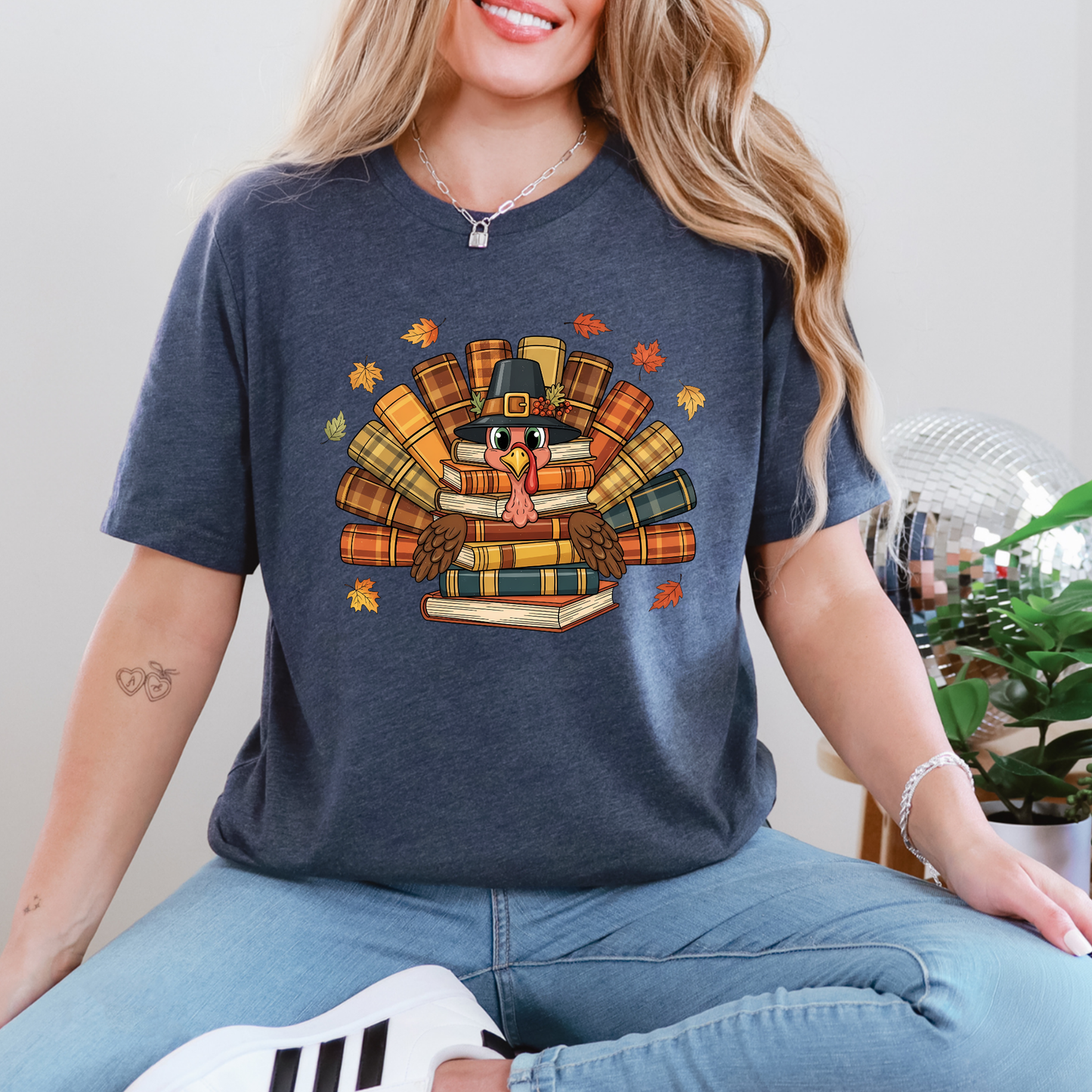 Wholesale Turkey Books Graphic Tee - Heather Navy Tee