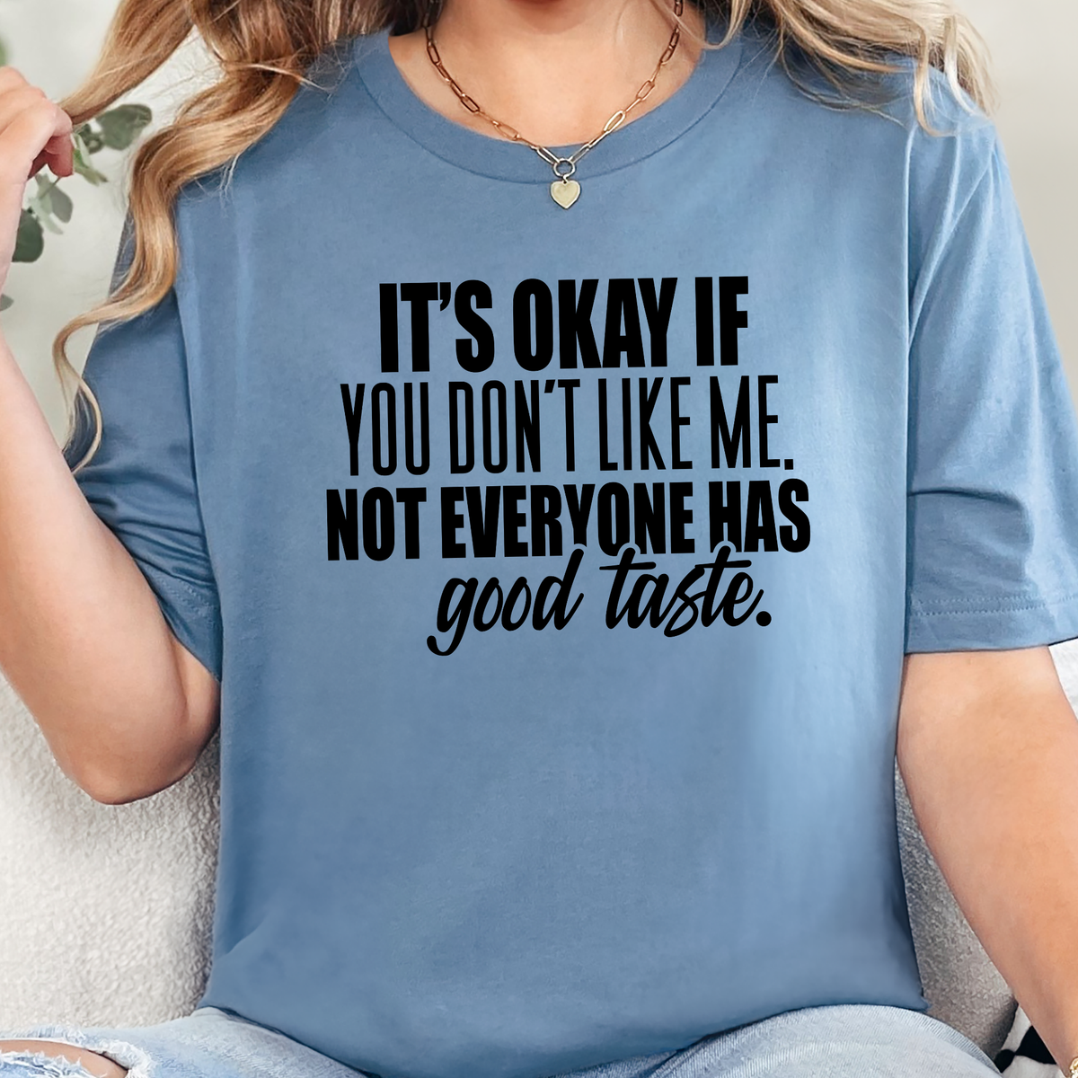 Wholesale Not Everyone Has Good Taste Graphic Tee - Steel Blue