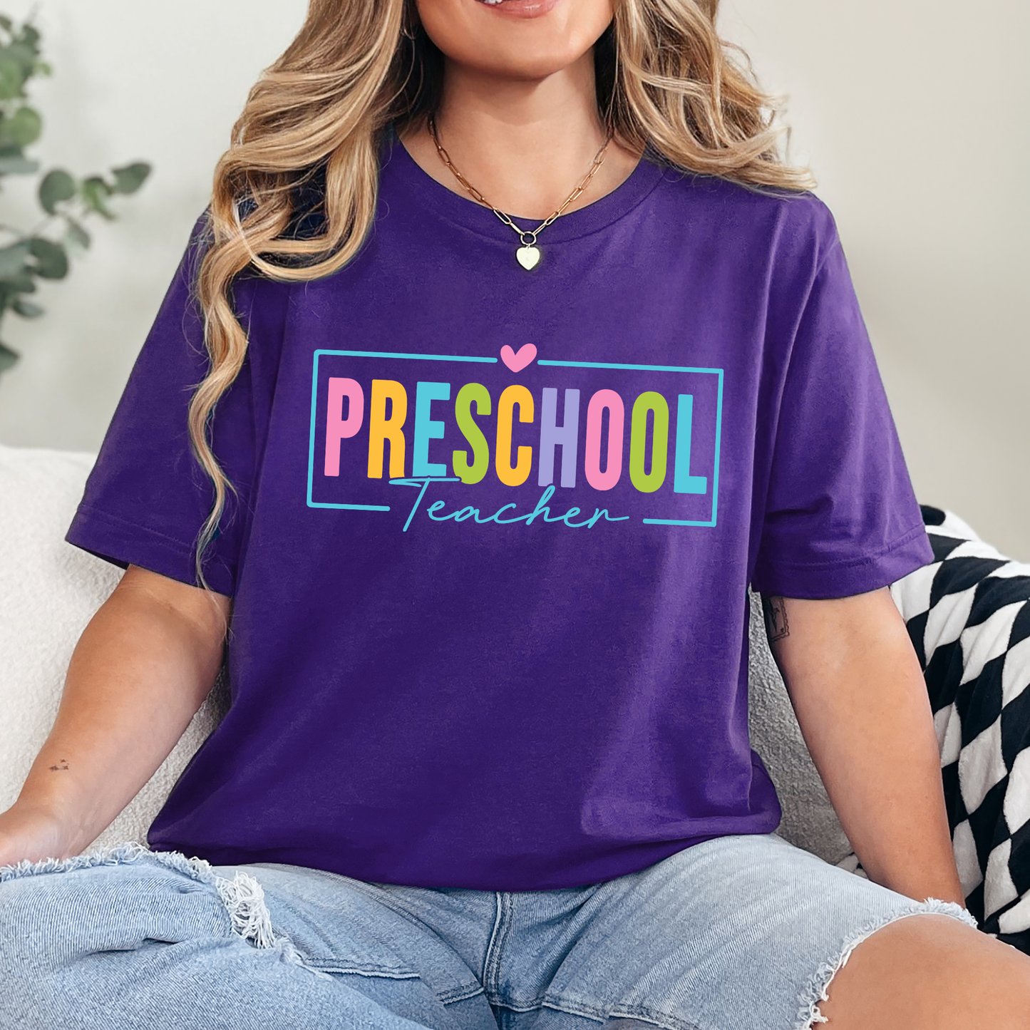 Wholesale Preschool Teacher Graphic Tee - Team Purple Tee