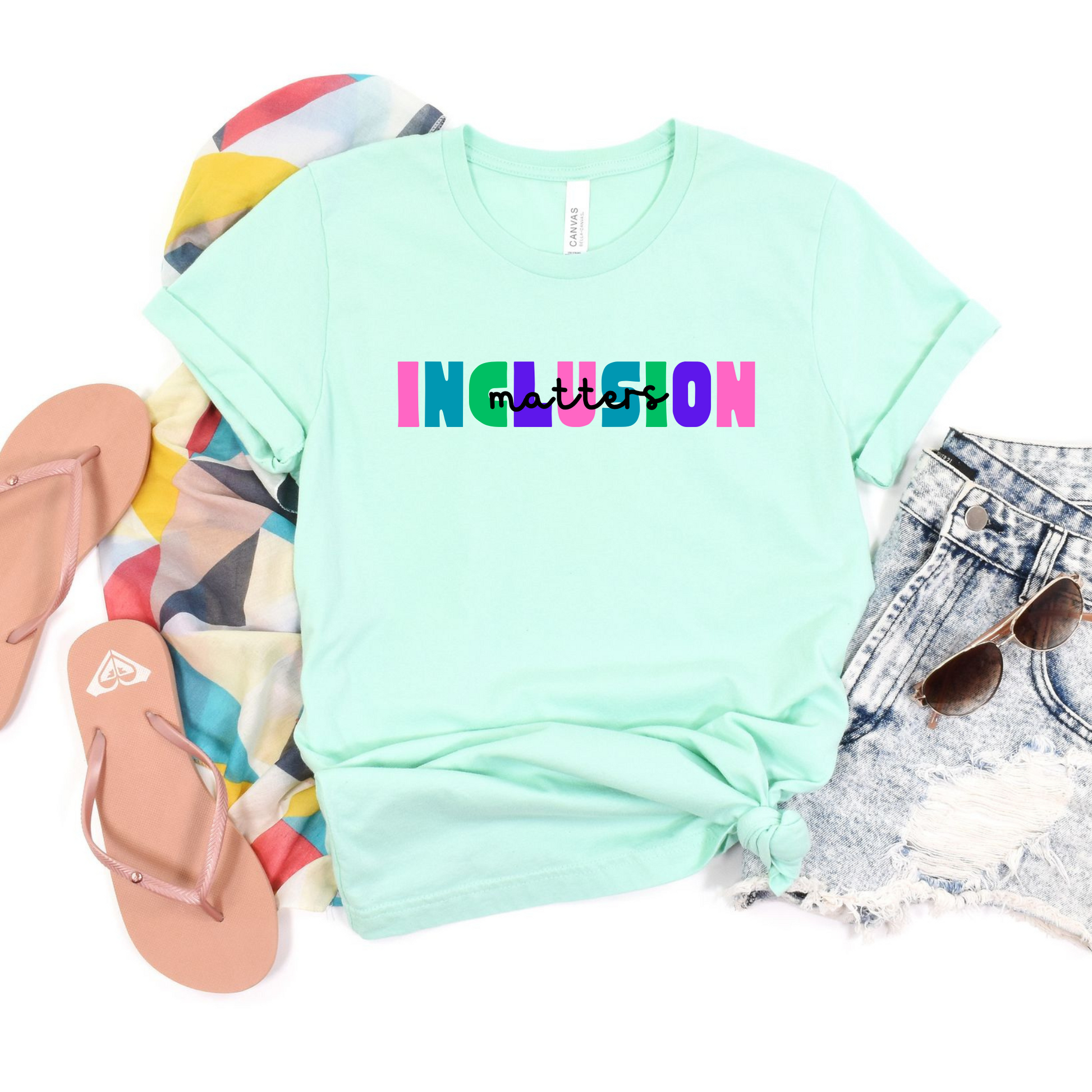 Wholesale Inclusion Matters Graphic Tee - Ice Blue Tee