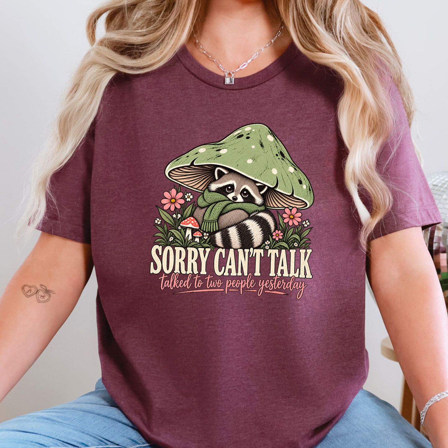 Wholesale Sorry Can't Talk Graphic Tee - Heather Maroon