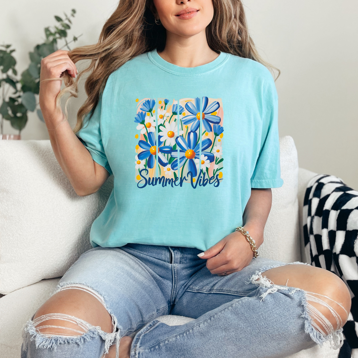 Wholesale Floral Summer Vibes Graphic Tee - CC Neon Lemon Tee