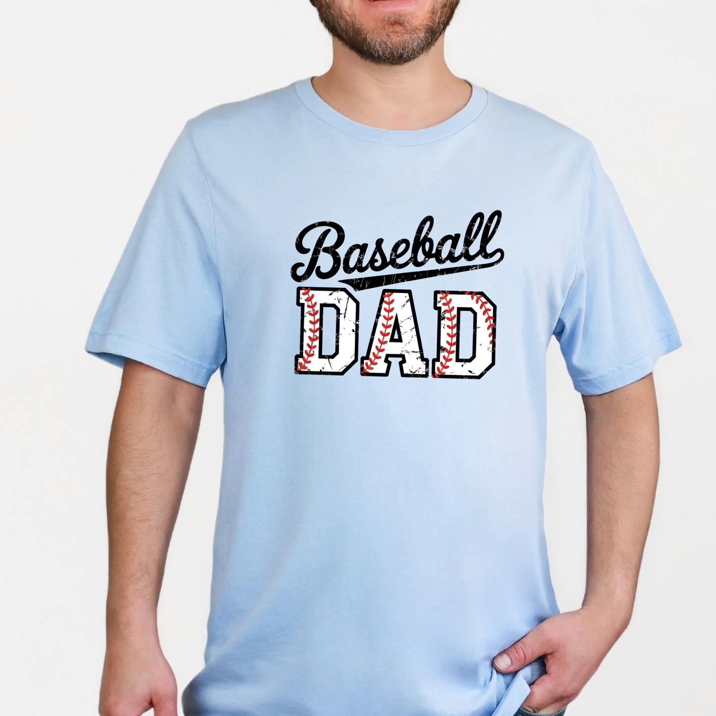 Wholesale Baseball Dad Graphic Tee - Baby Blue Tee