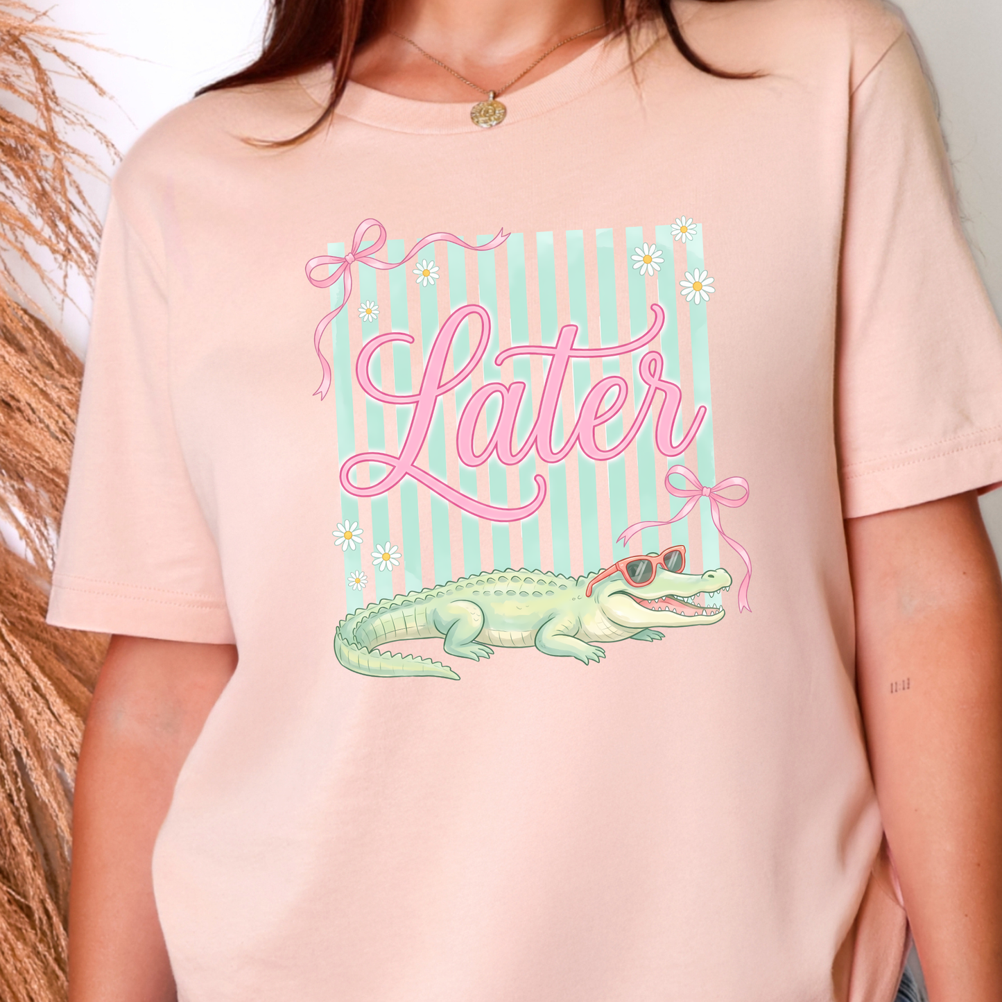 Wholesale Later Gator Graphic Tee - Peach Tee