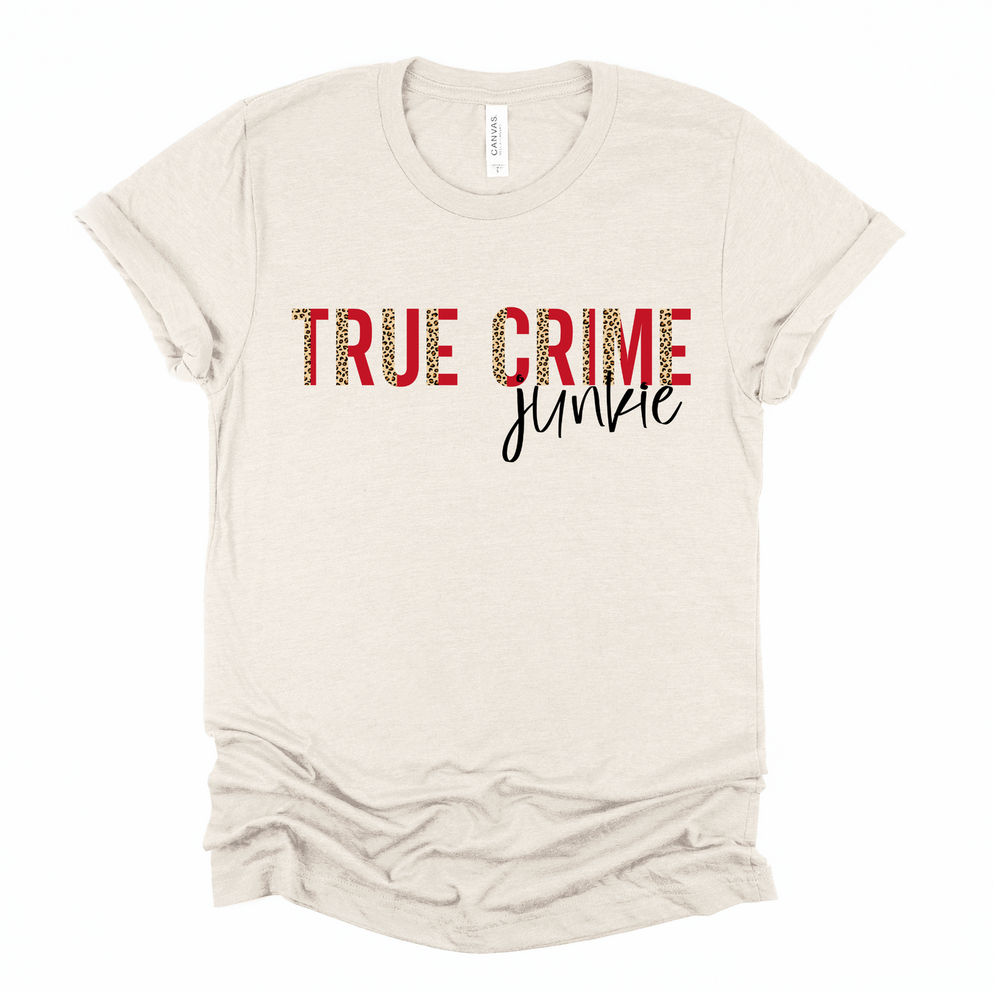 Wholesale Leopard True Crime Junkie Graphic Tee - Sand Tee