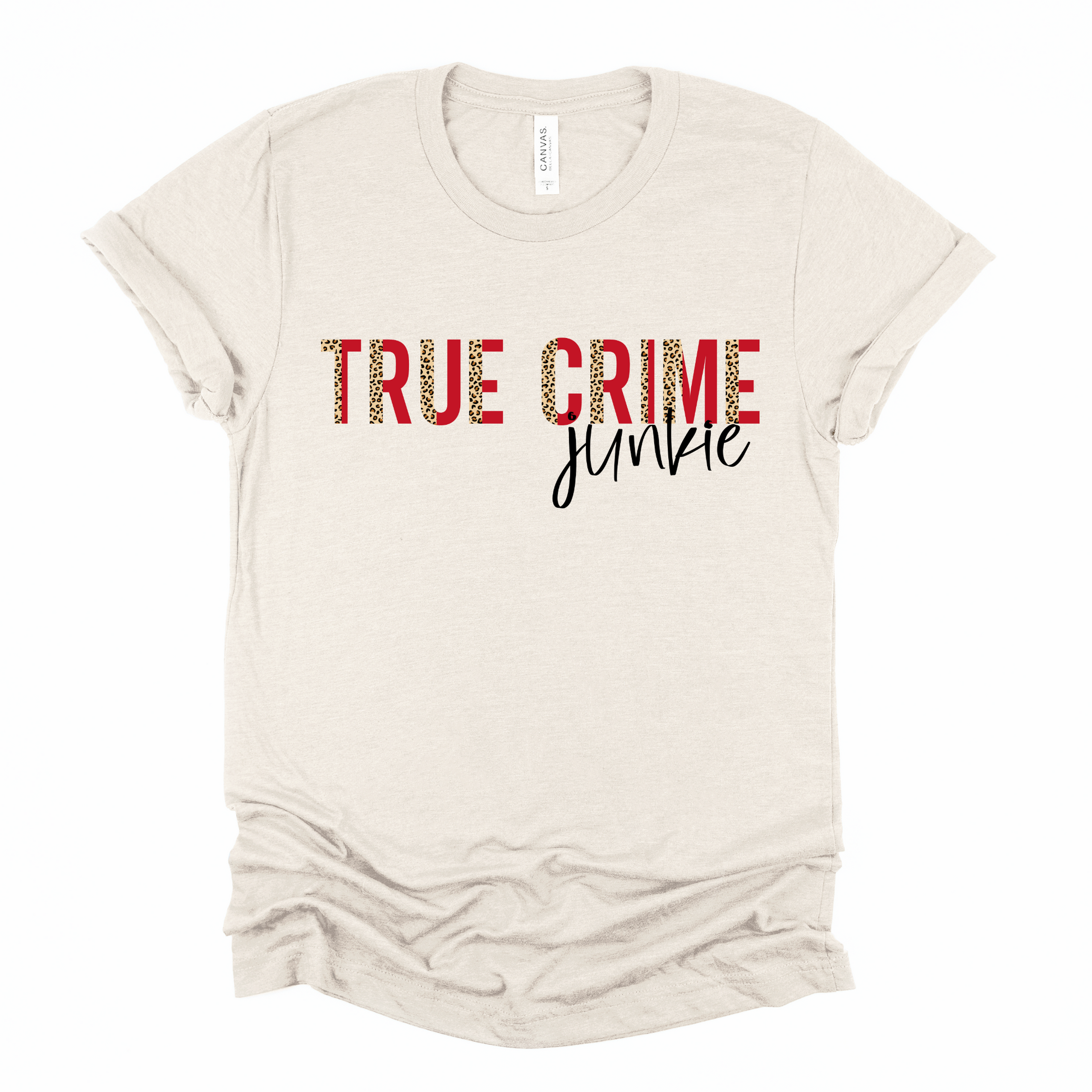 Wholesale Leopard True Crime Junkie Graphic Tee - Sand Tee