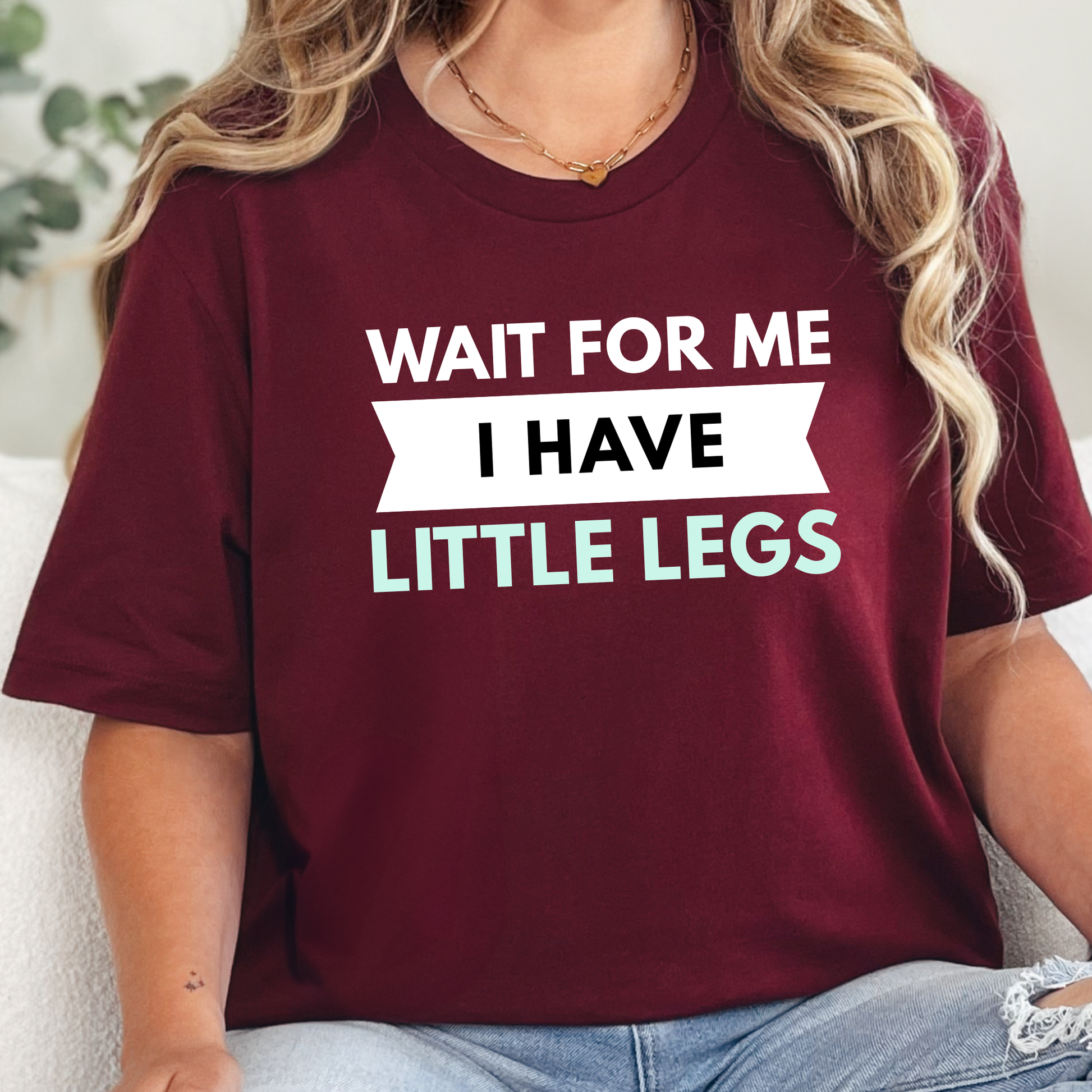 Wholesale Wait For Me I Have Little Legs Graphic Tee - Maroon Tee
