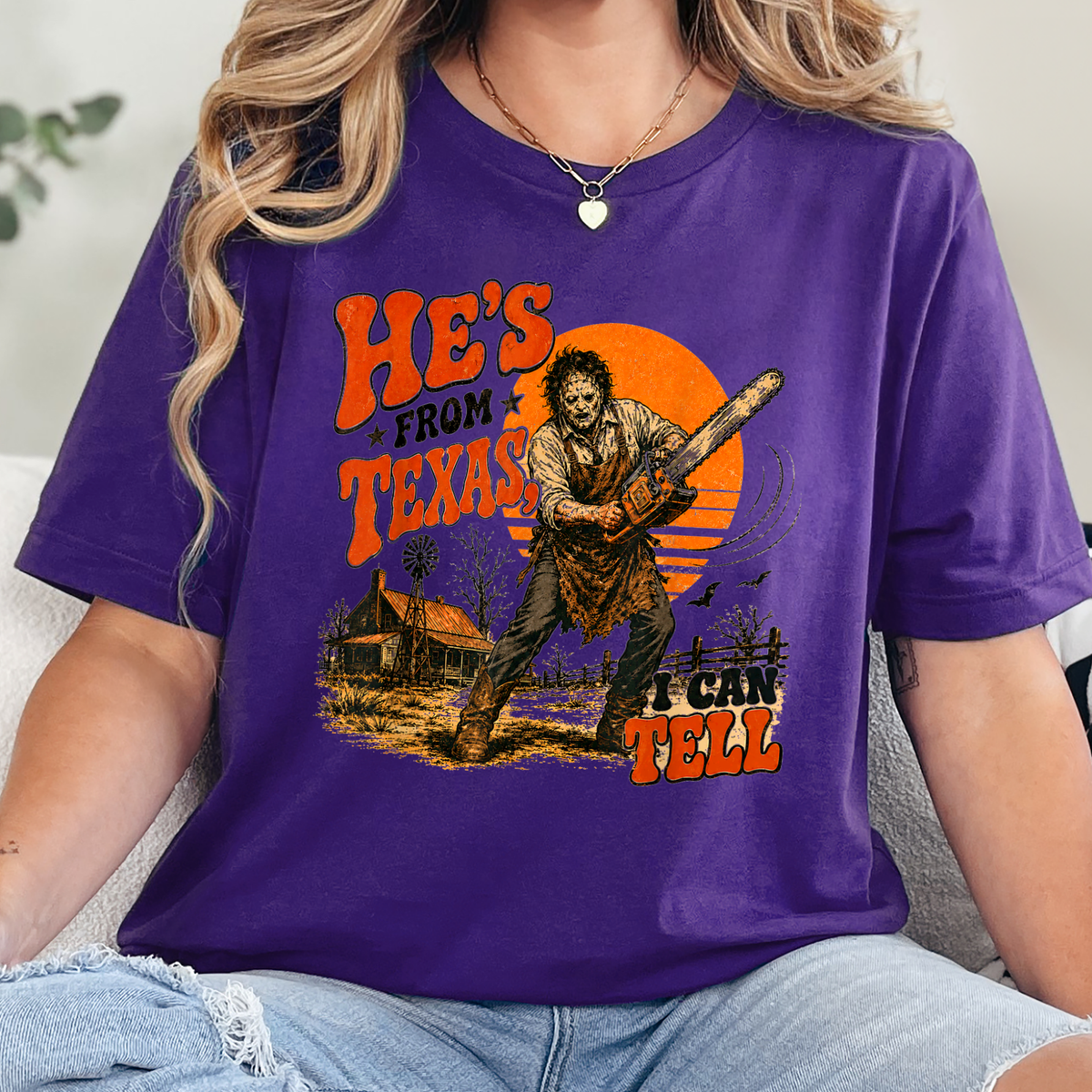 Wholesale He's From Texas Graphic Tee - Team Purple