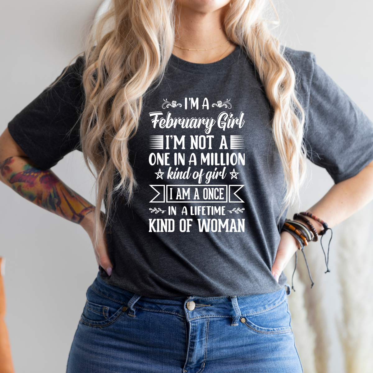 Wholesale February Girl - Heather Charcoal Tee