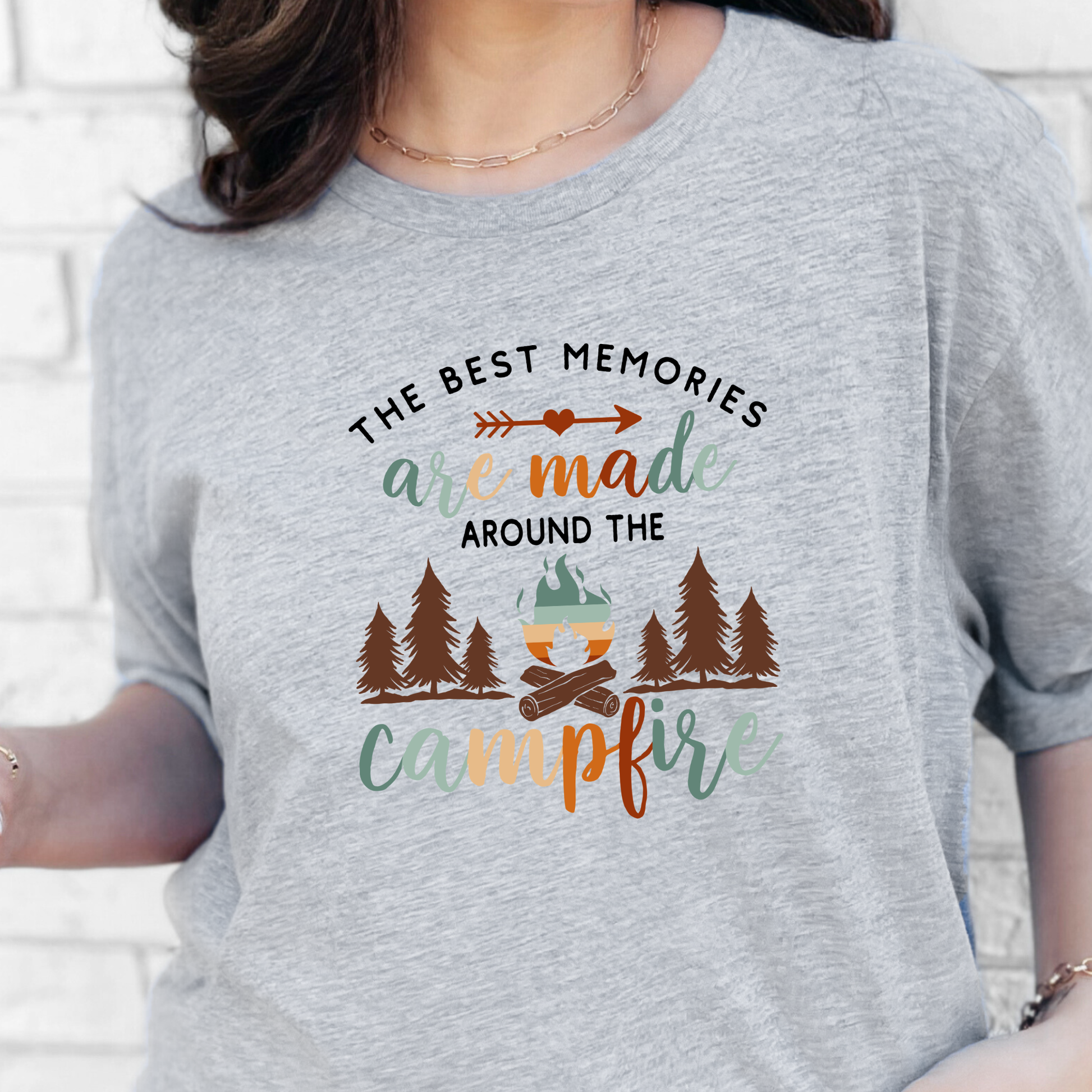 Wholesale Around the Campfire Graphic Tee - Grey Tee