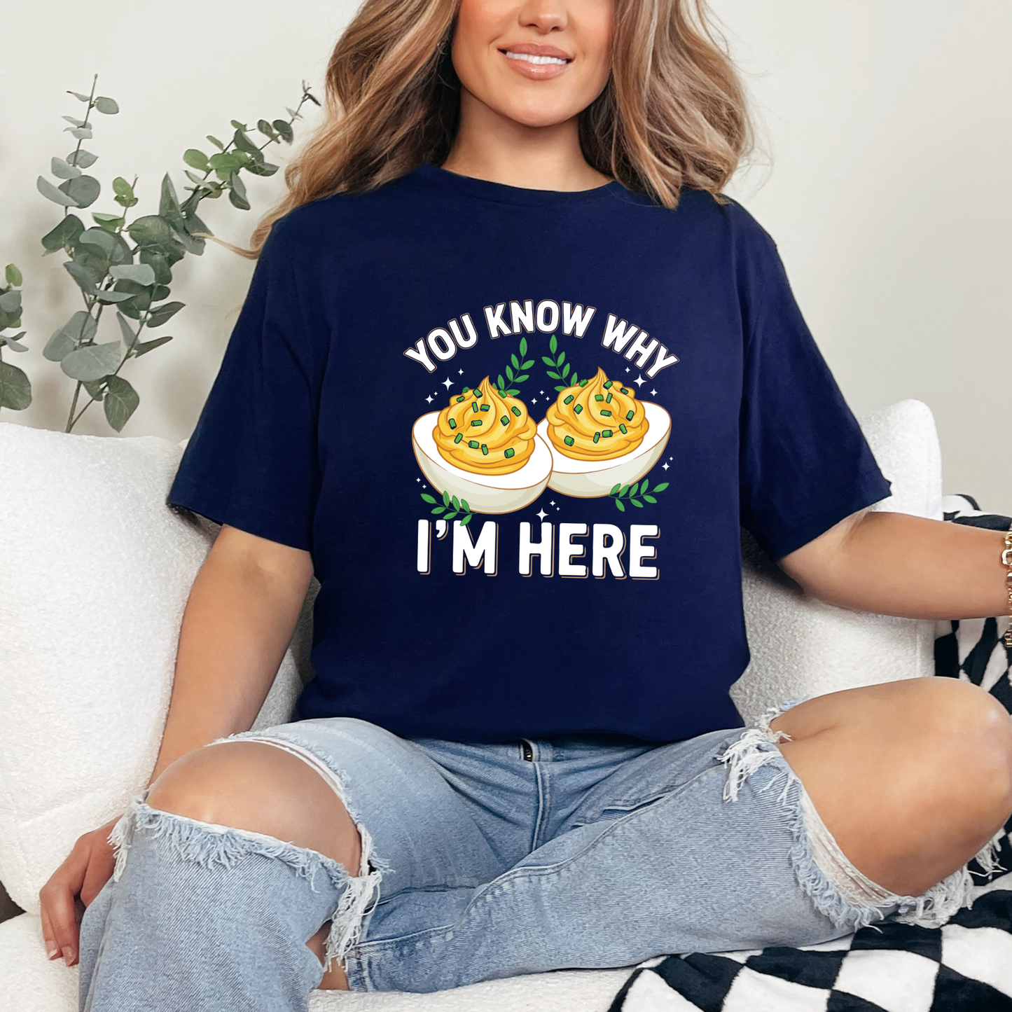 Why I'm Here Eggs Graphic Tee