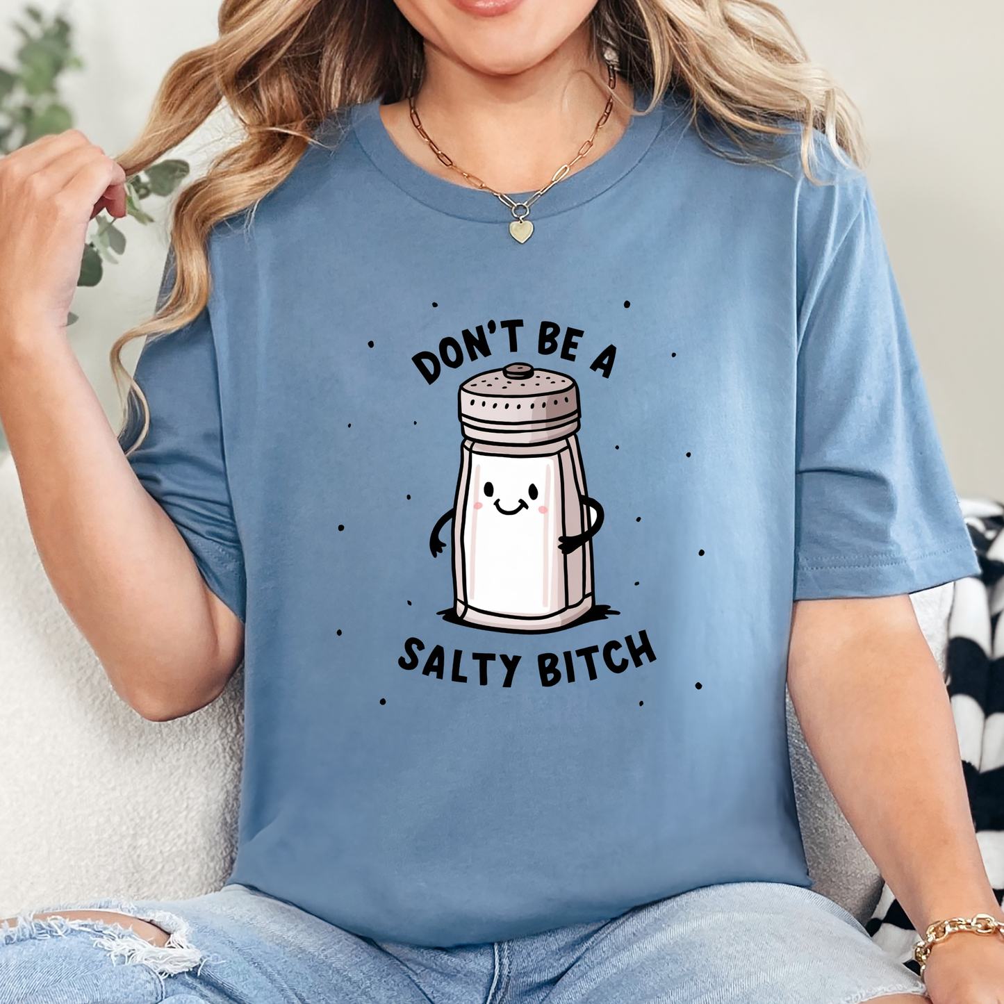 Wholesale Don't Be a Salty *itch Graphic Tee - Steel Blue Tee