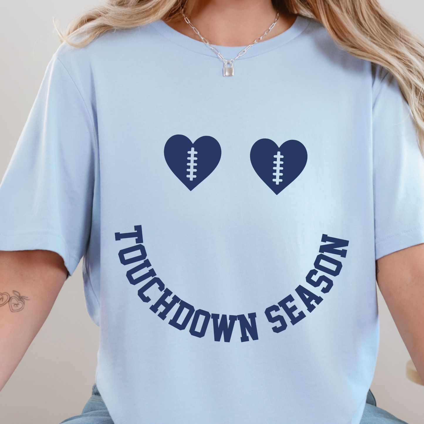 Wholesale Touchdown Season Graphic Tee - Baby Blue