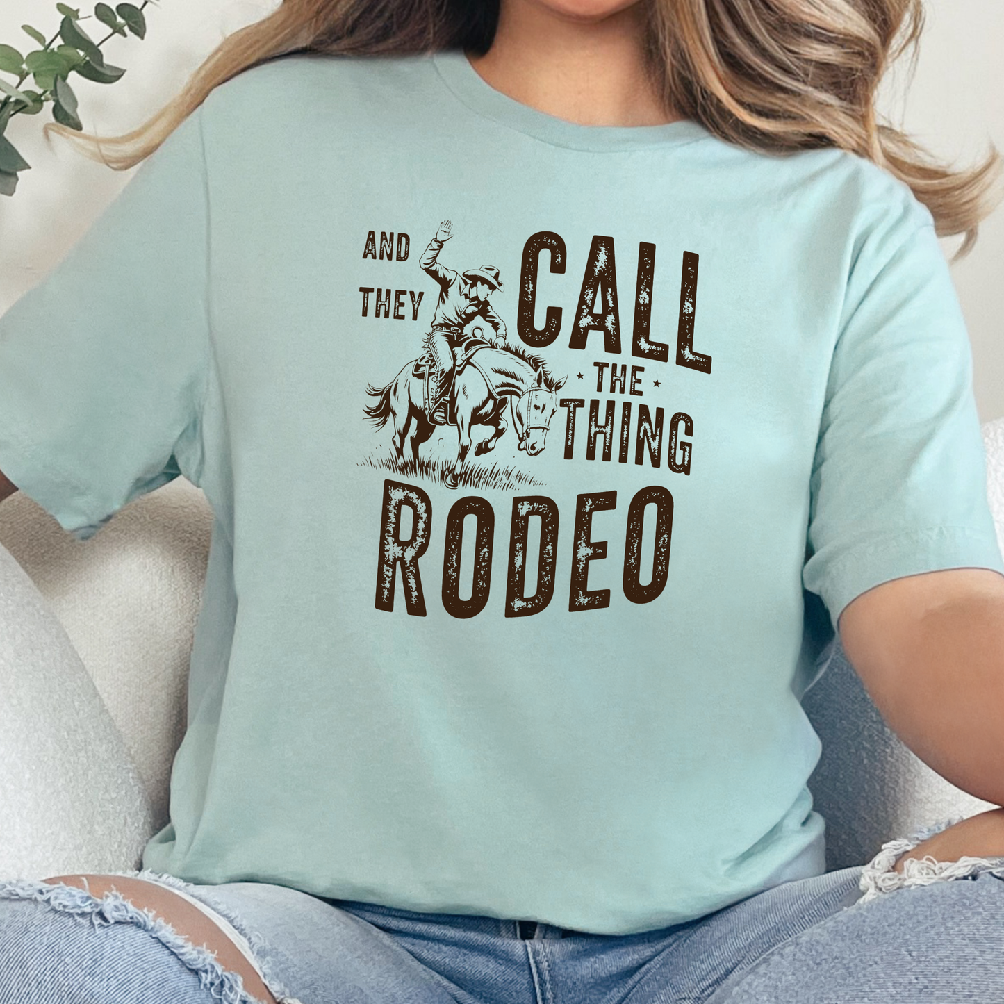 Wholesale Call the Thing Rodeo Graphic Tee - Dusty Blue Tee