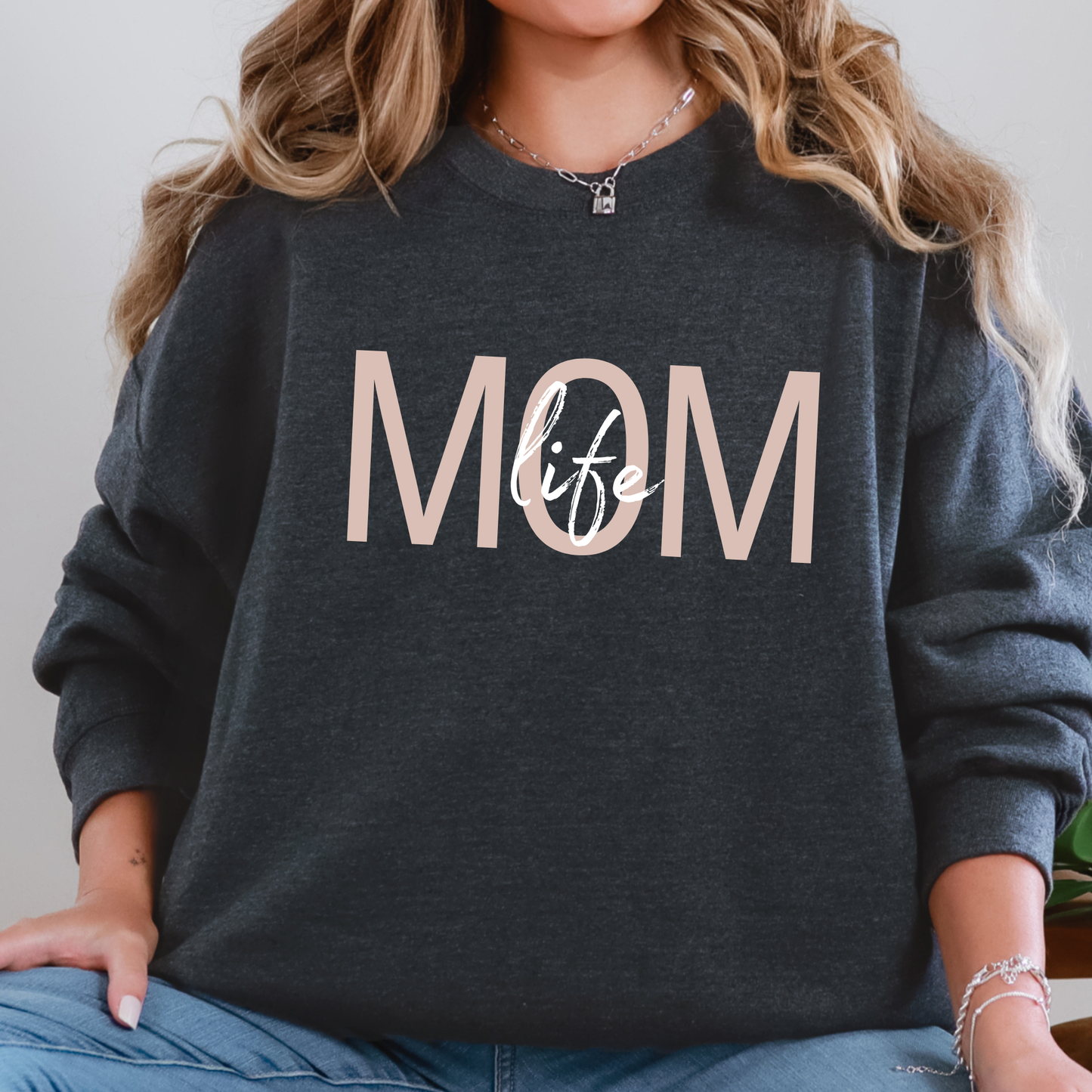 Wholesale Simple Mom Life Sweatshirt - Dark Heather Sweatshirt