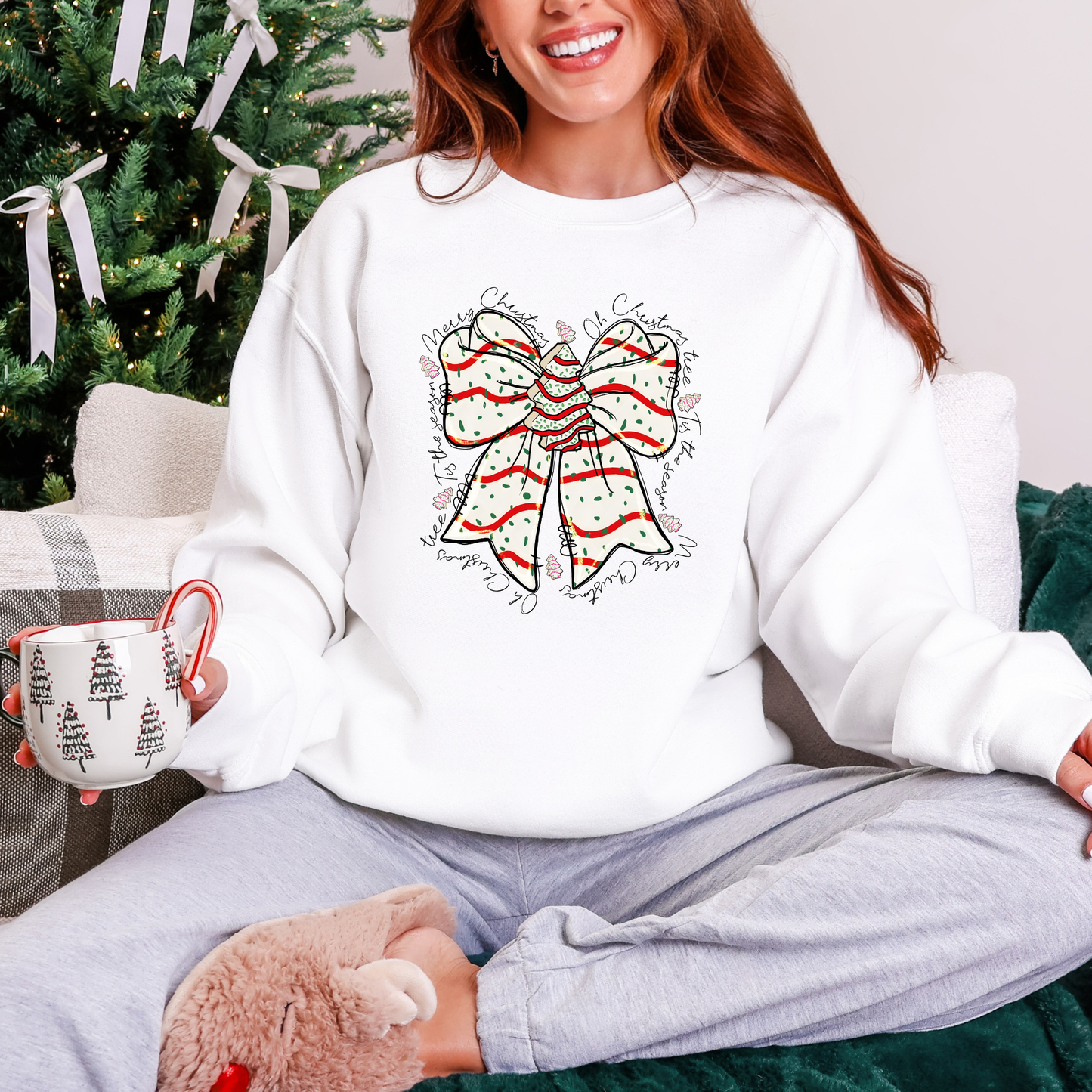 Retro Christmas Tree Bow Sweatshirt