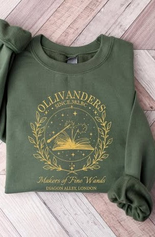 Wholesale Ollivanders Graphic Sweatshirt - Ready to Ship - Olive Sweatshirt