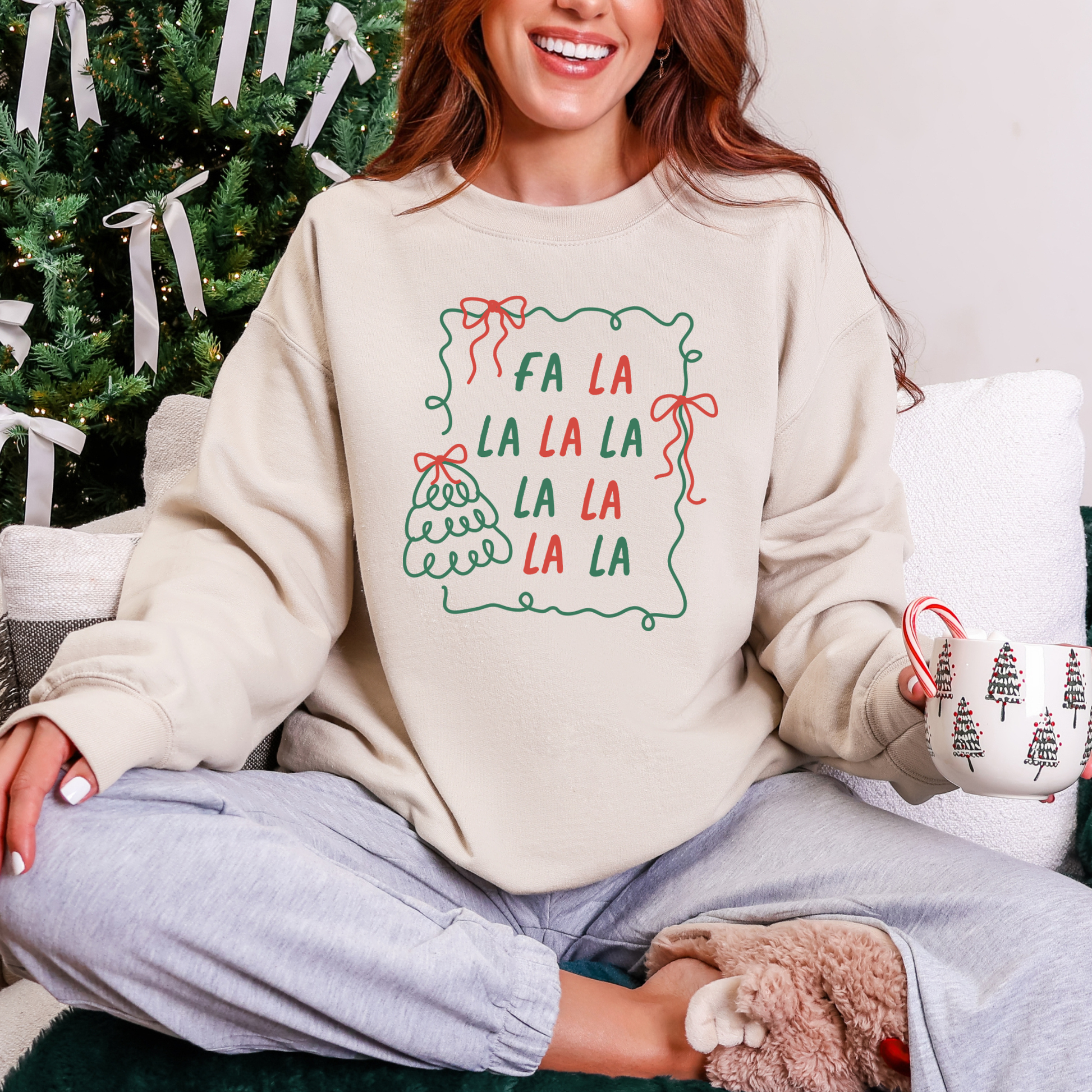 Wholesale Fa La La La Sweatshirt - Sand Sweatshirt