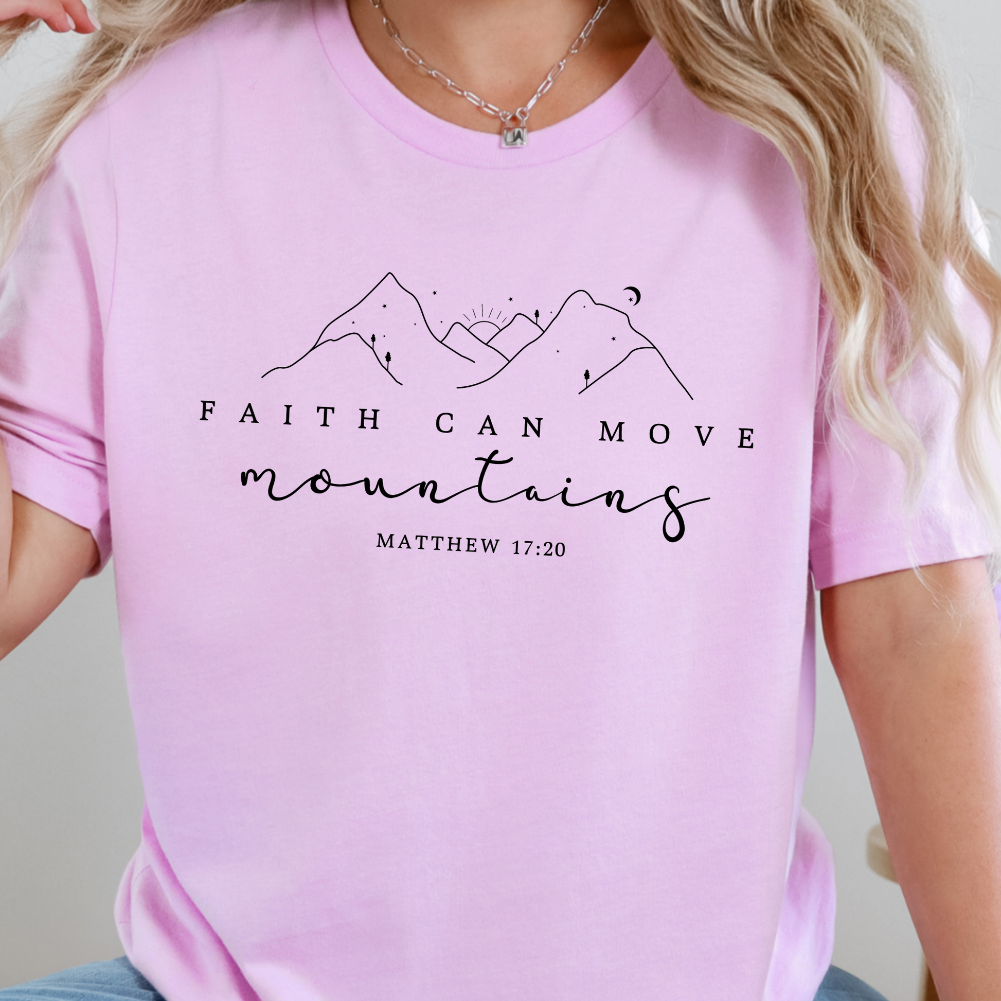 Wholesale Faith Can Move Mountain Simple Graphic Tee - Lilac Tee
