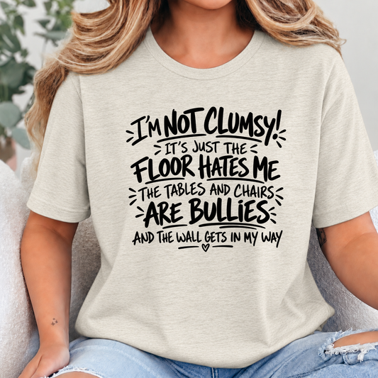 Wholesale I'm Not Clumsy Graphic Tee - Heather Oatmeal