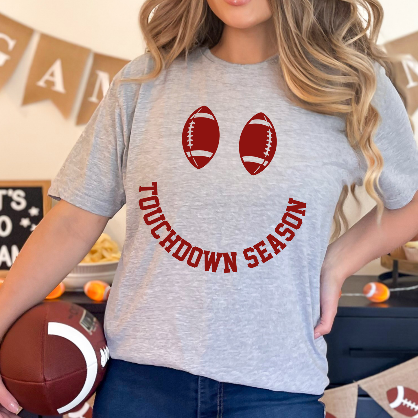 Wholesale Touchdown Season Graphic Tee - Grey