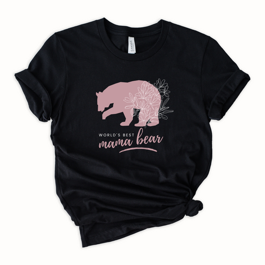 Wholesale Best Mama Bear Graphic Tee - Black Tee