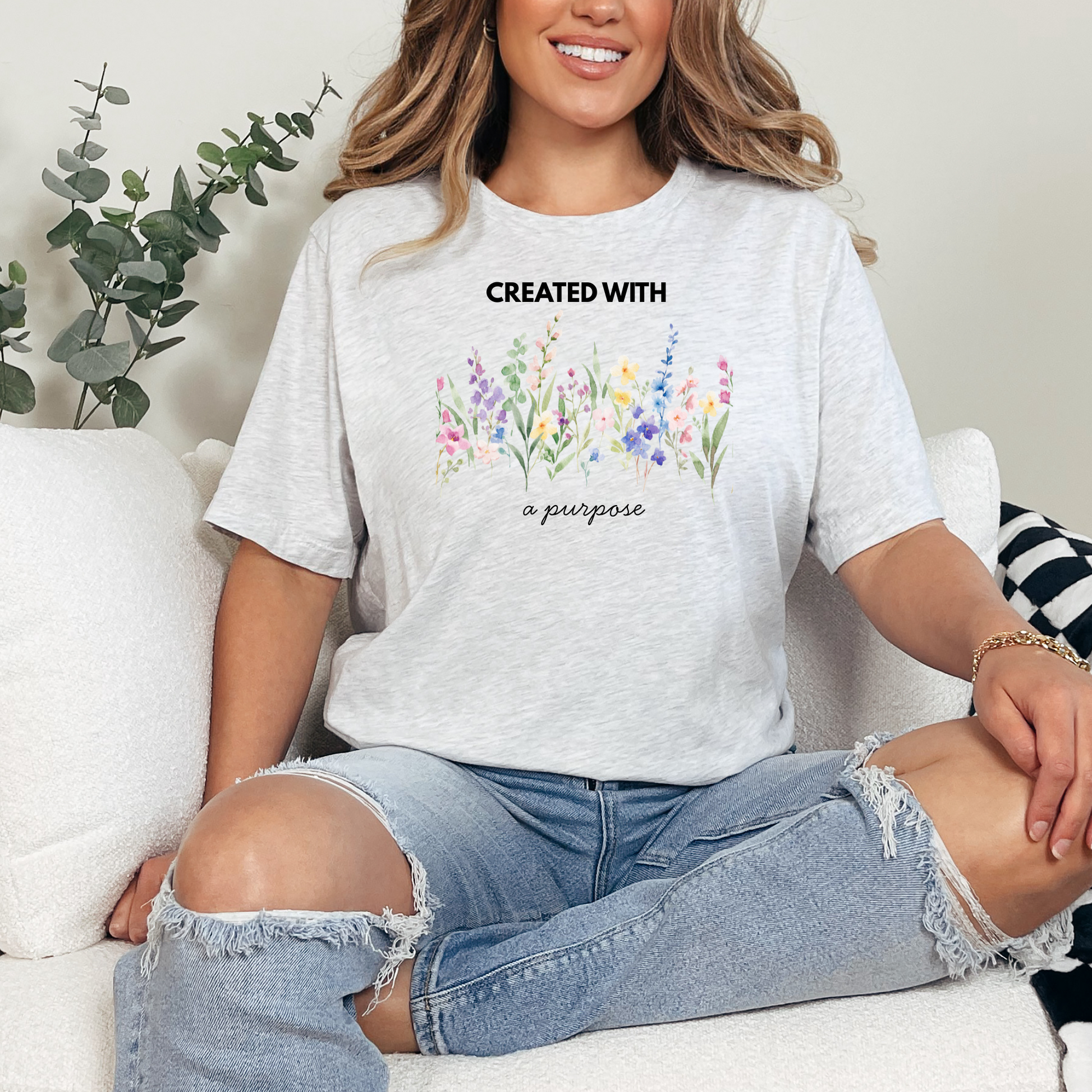 Wholesale Created With a Purpose Graphic Tee - Black Tee