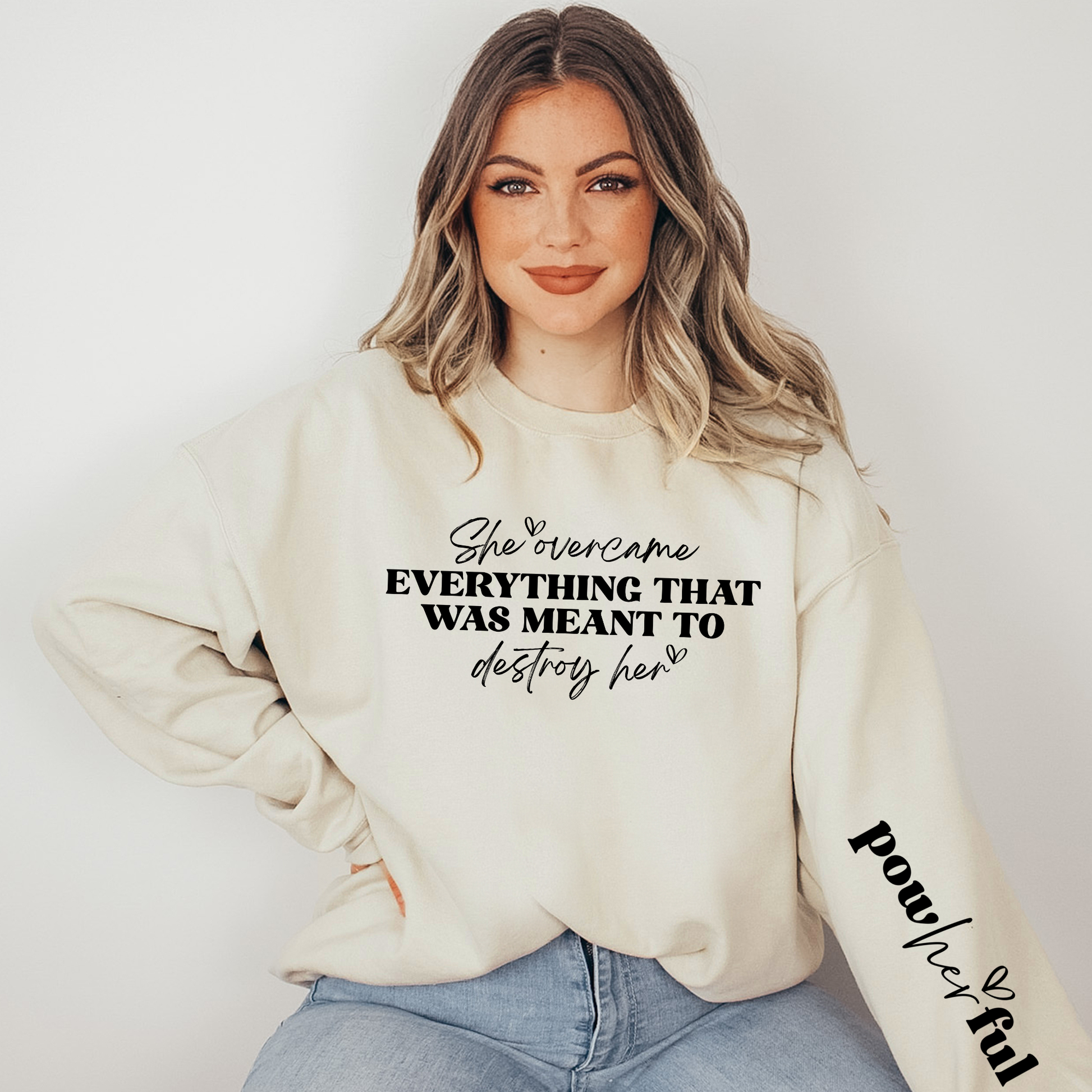 Wholesale PowHERful Sweatshirt - Sand Sweatshirt