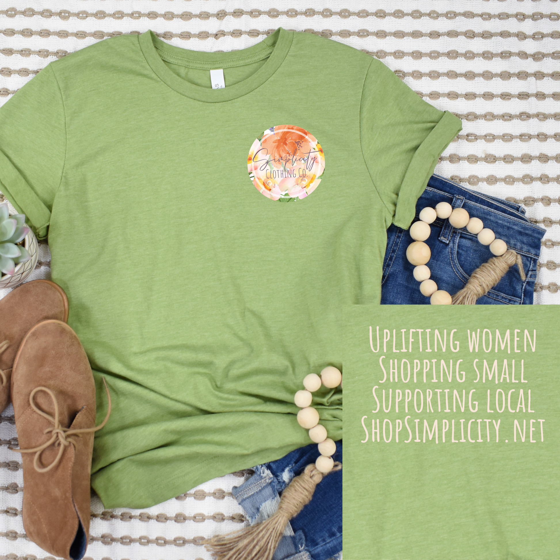 Wholesale Shop Simplicity Graphic Tee - Heather Green Tee