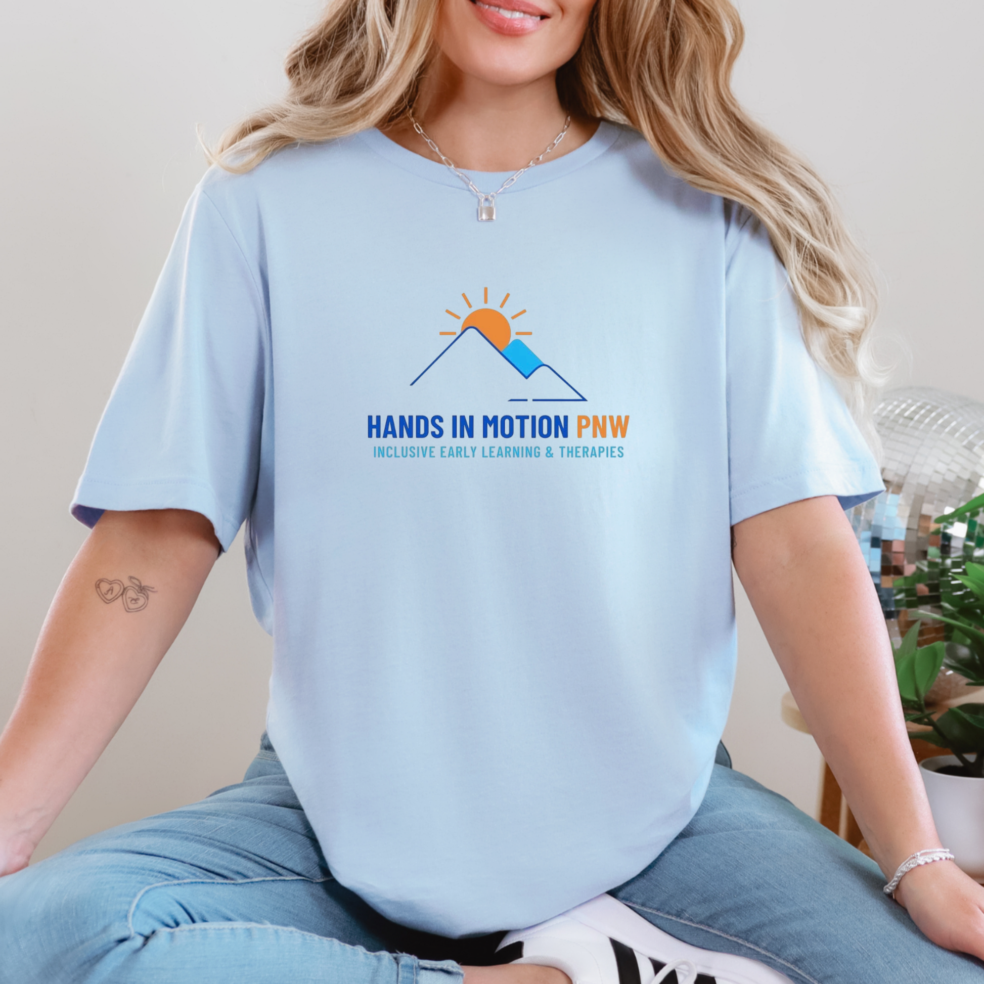 Wholesale Hands In Motion Graphic Tee - Baby Blue Tee