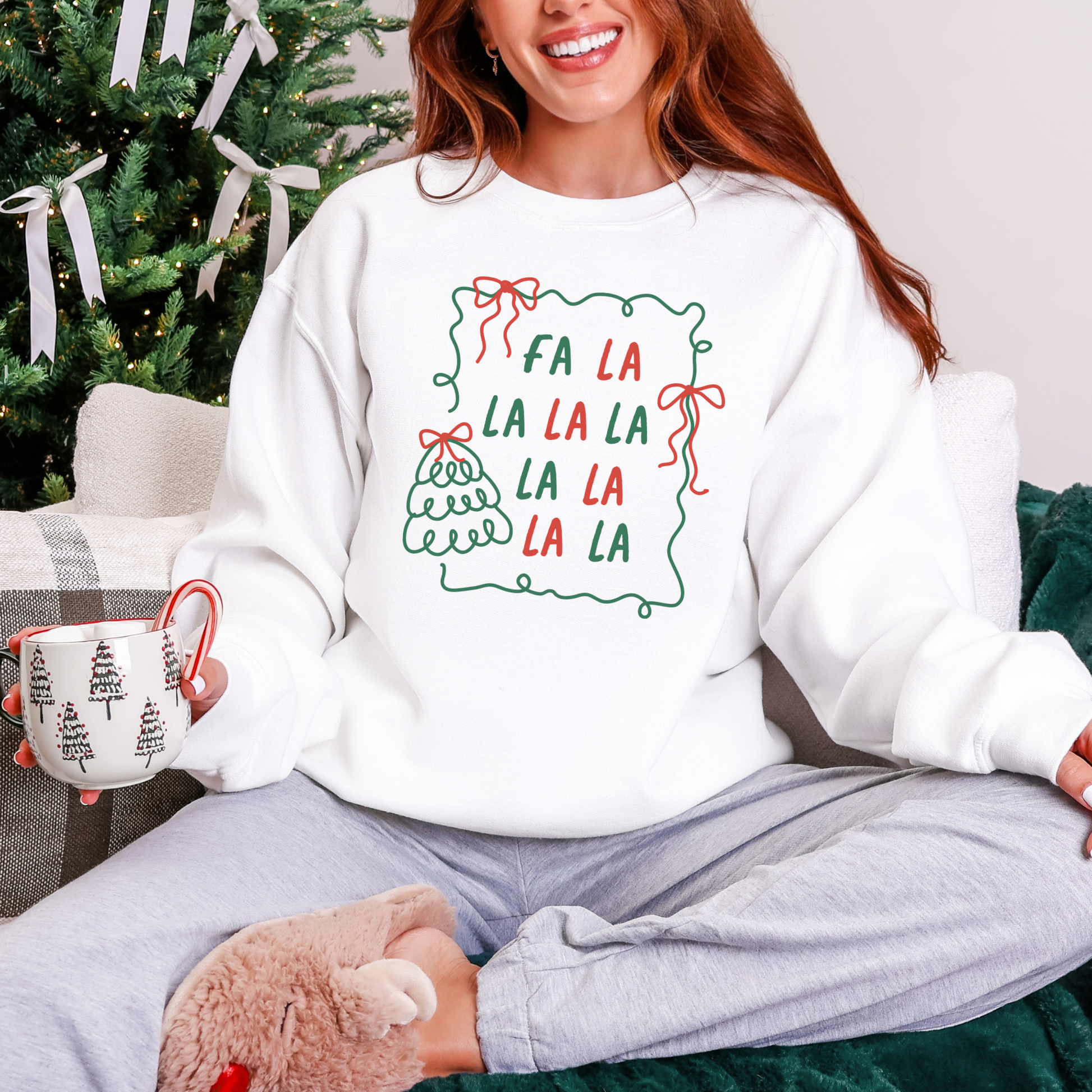 Wholesale Fa La La La Sweatshirt - White Sweatshirt