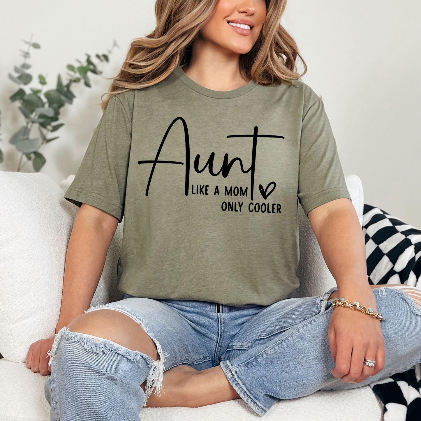Wholesale Cool Aunt Graphic Tee - Heather Olive Tee