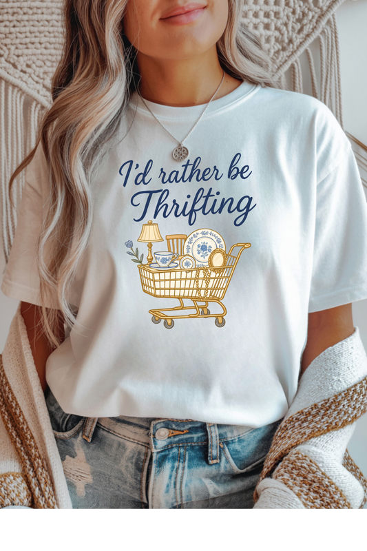 Wholesale Flower Power - Rather Be Thrifting #8 - White Gildan Tee