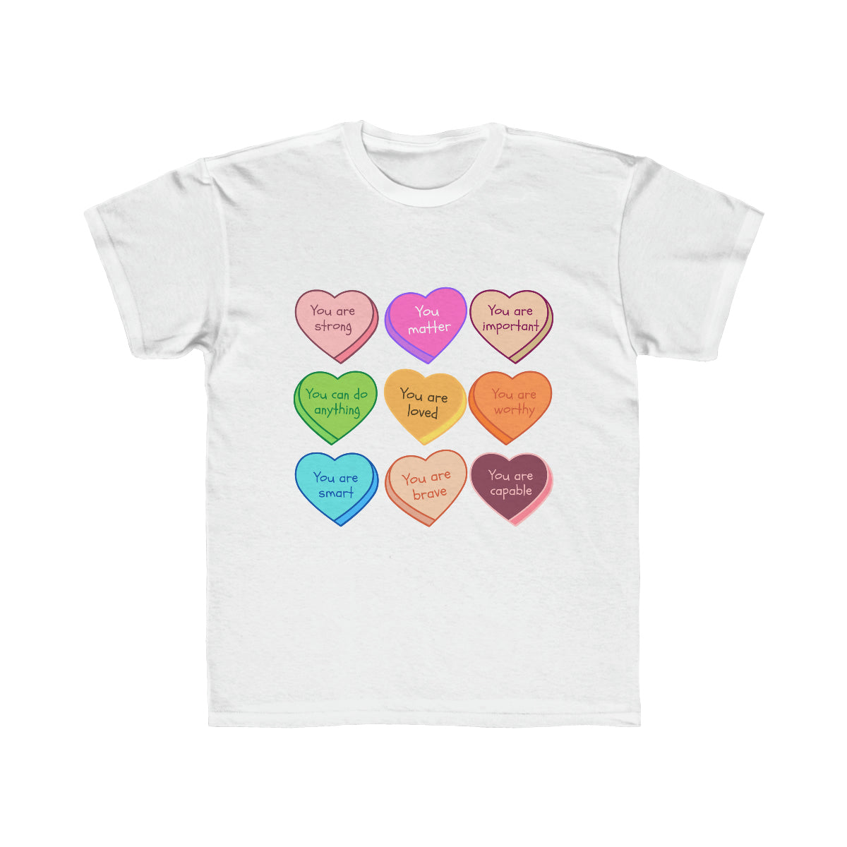 Wholesale Affirmations Hearts Graphic Tee - Red Tee