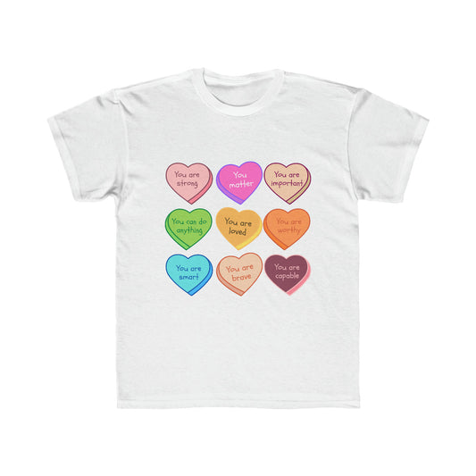 Wholesale Affirmations Hearts Graphic Tee - Red Tee