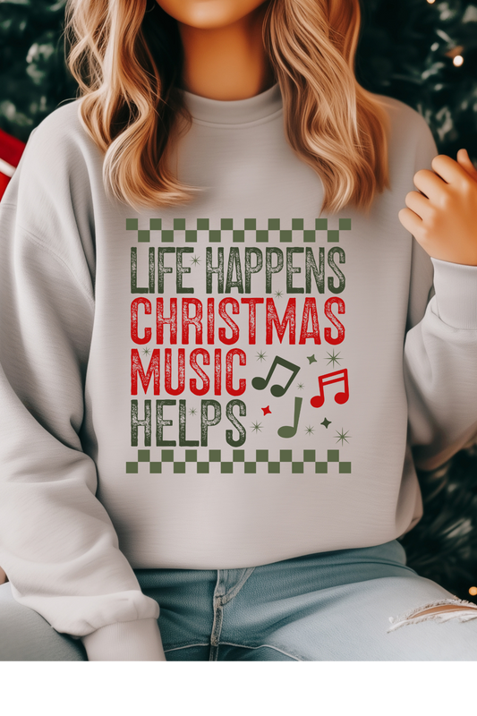 Wholesale Xmas #2 Green - Christmas Music Helps #7 - Ash Gildan Sweatshirt