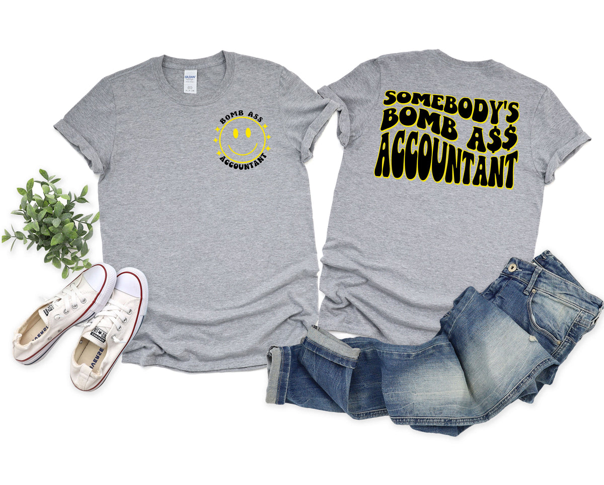 Wholesale Bomb A$$ Accountant Graphic Tee - Grey Tee