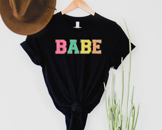 Wholesale Babe Patch Graphic Tee - Black