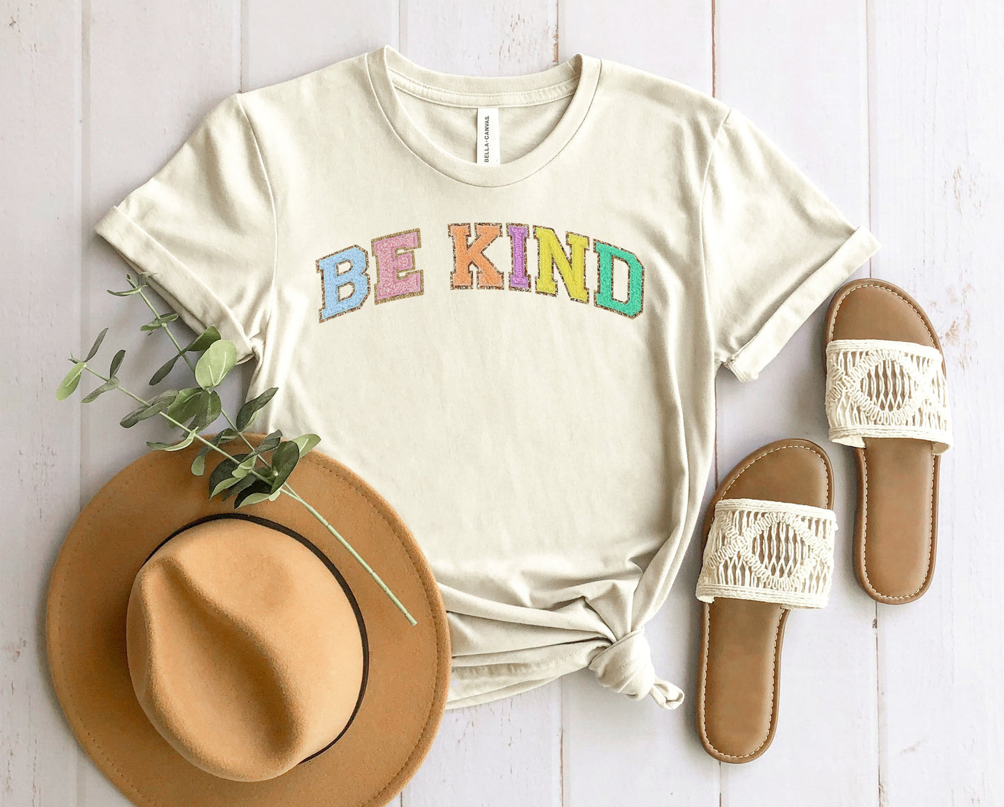 Wholesale Be Kind Patch Graphic Tee - Heathered Sand