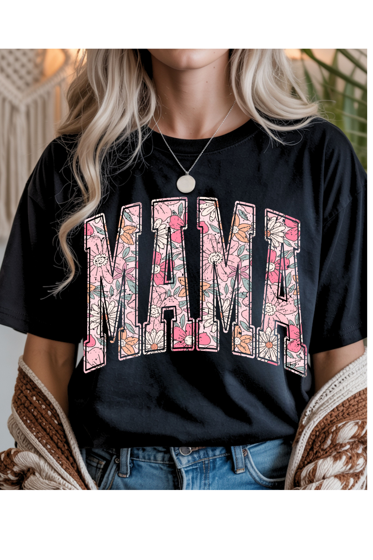 Wholesale Sunsational - Floral Mama #10 - Black Gildan Tee