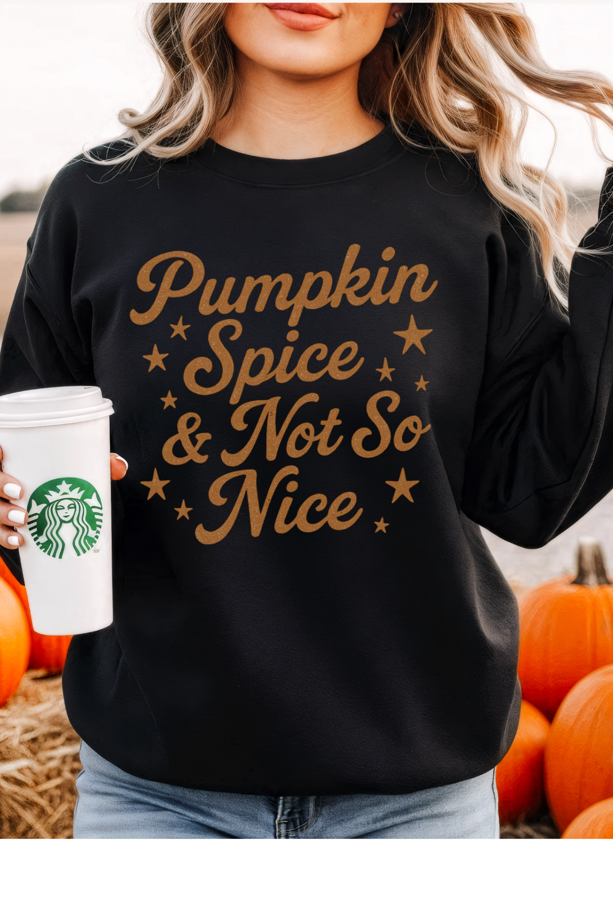 Wholesale Fall Whispers - Pumpkin Spice & Not So Nice #6 - Black Gildan Sweatshirt