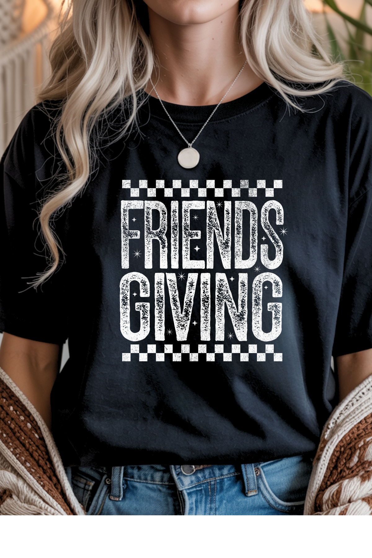 Wholesale Golden Hour - Friends Giving #5 - Black Gildan Tee