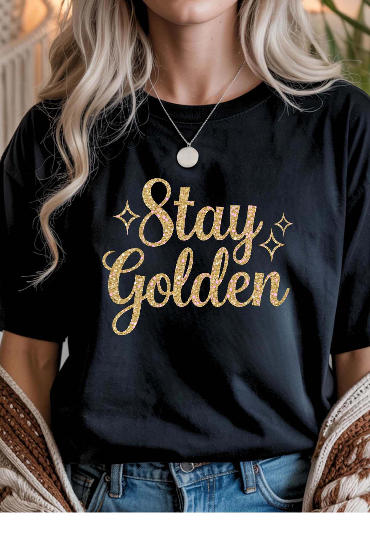 Wholesale Golden Hour - Stay Golden #9 - Black Gildan Tee