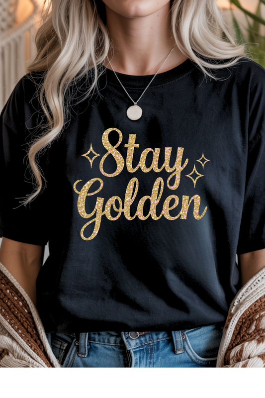 Wholesale Golden Hour - Stay Golden #9 - Black Gildan Tee