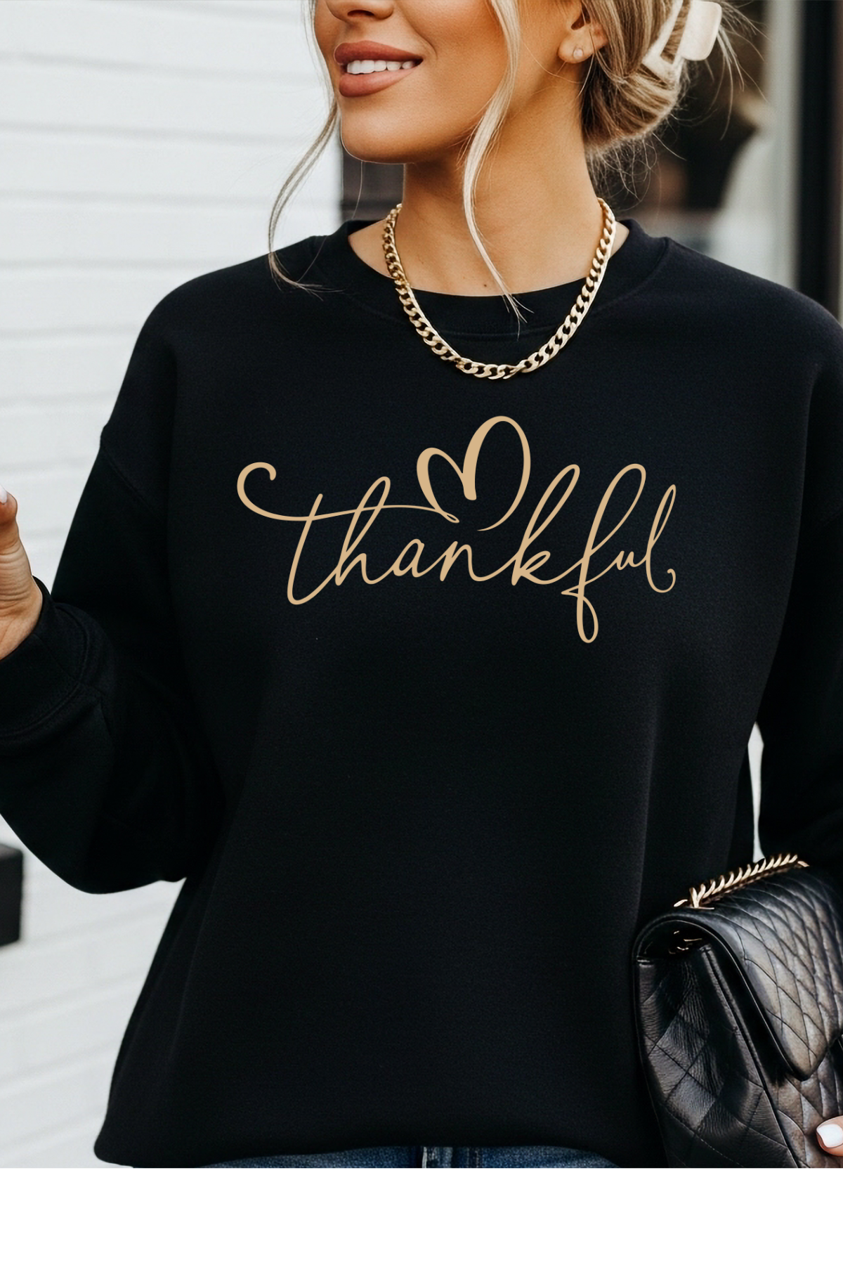Wholesale Shadows & Spots - Thankful #7 - Black Gildan Sweatshirt
