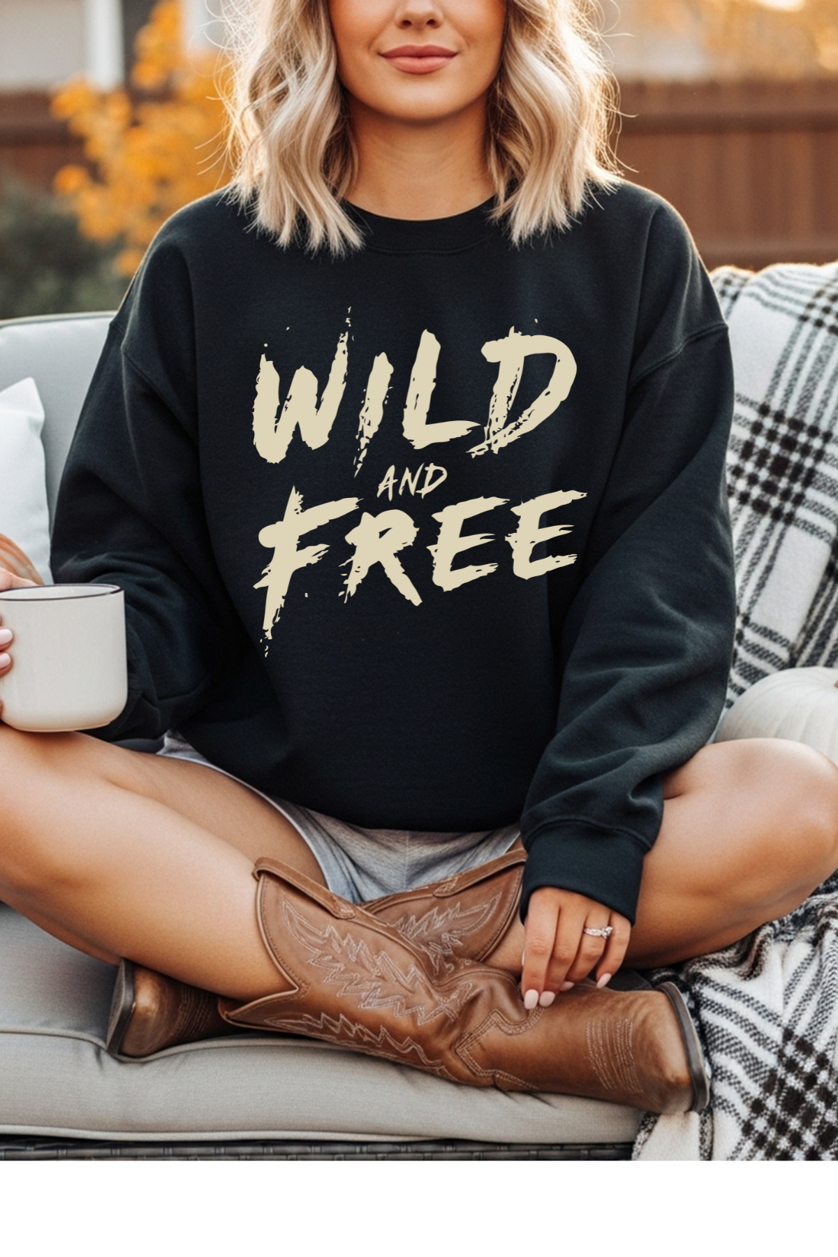 Wholesale Shadows & Spots - Wild and Free #9 - Black Gildan Sweatshirt