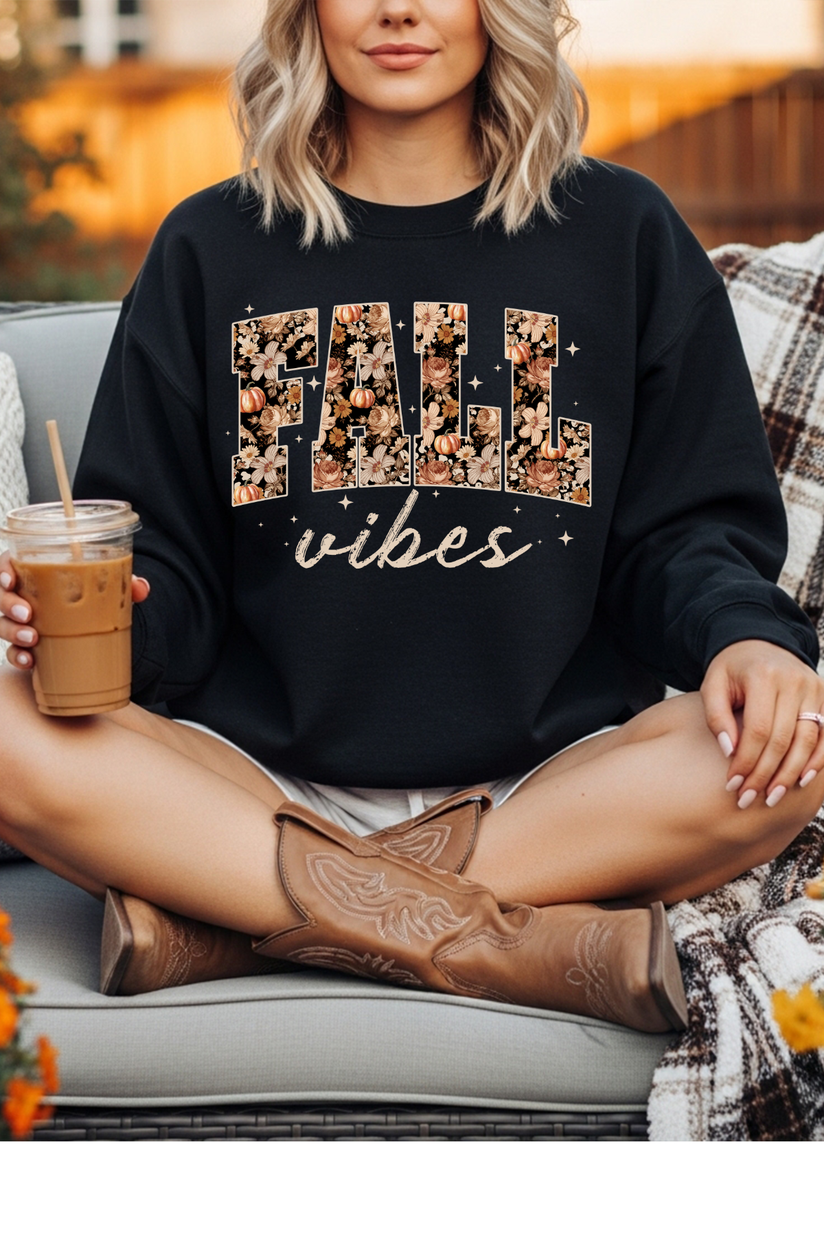 Wholesale Blush - Vibes of Fall #3 - Black Gildan Sweatshirt