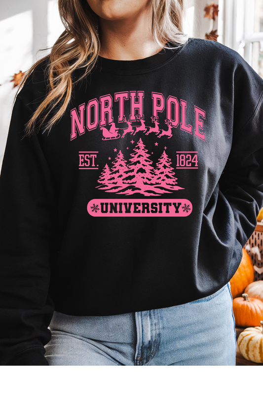 Wholesale Xmas #1 Red - North Pole #4 - Black Gildan Sweatshirt