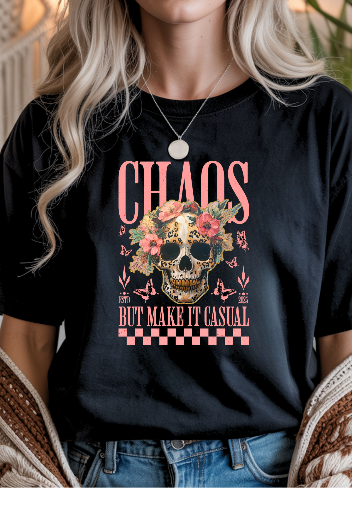 Wholesale RoseWater Glow - Casual Chaos #6 - Black Gildan Tee