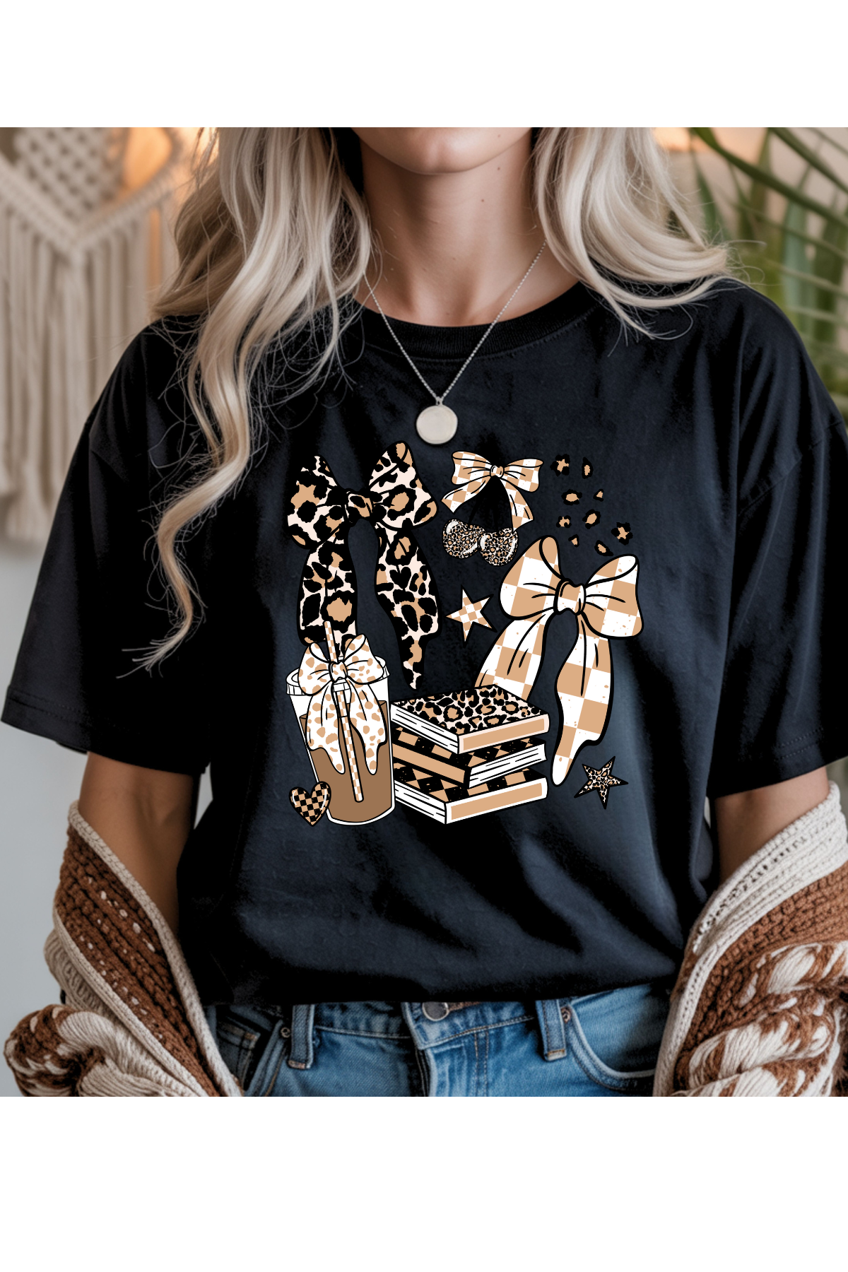 Wholesale Soft Meadow - Books Bows Coffee #1 - Black Gildan Tee